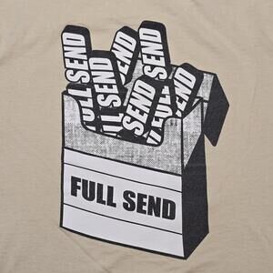 Full Send Shirt Mens Medium Tan Graphic Tee Cigarette Box Streetwear Logo